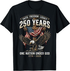 250 Years Faith Freedom Legacy Eagle 250th Anniversary USA 2 T Shirt