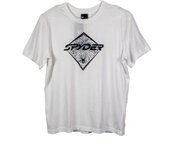 Spyder Graphic T-Shirt Men Short Sleeve Crew Neck Stretch White Large