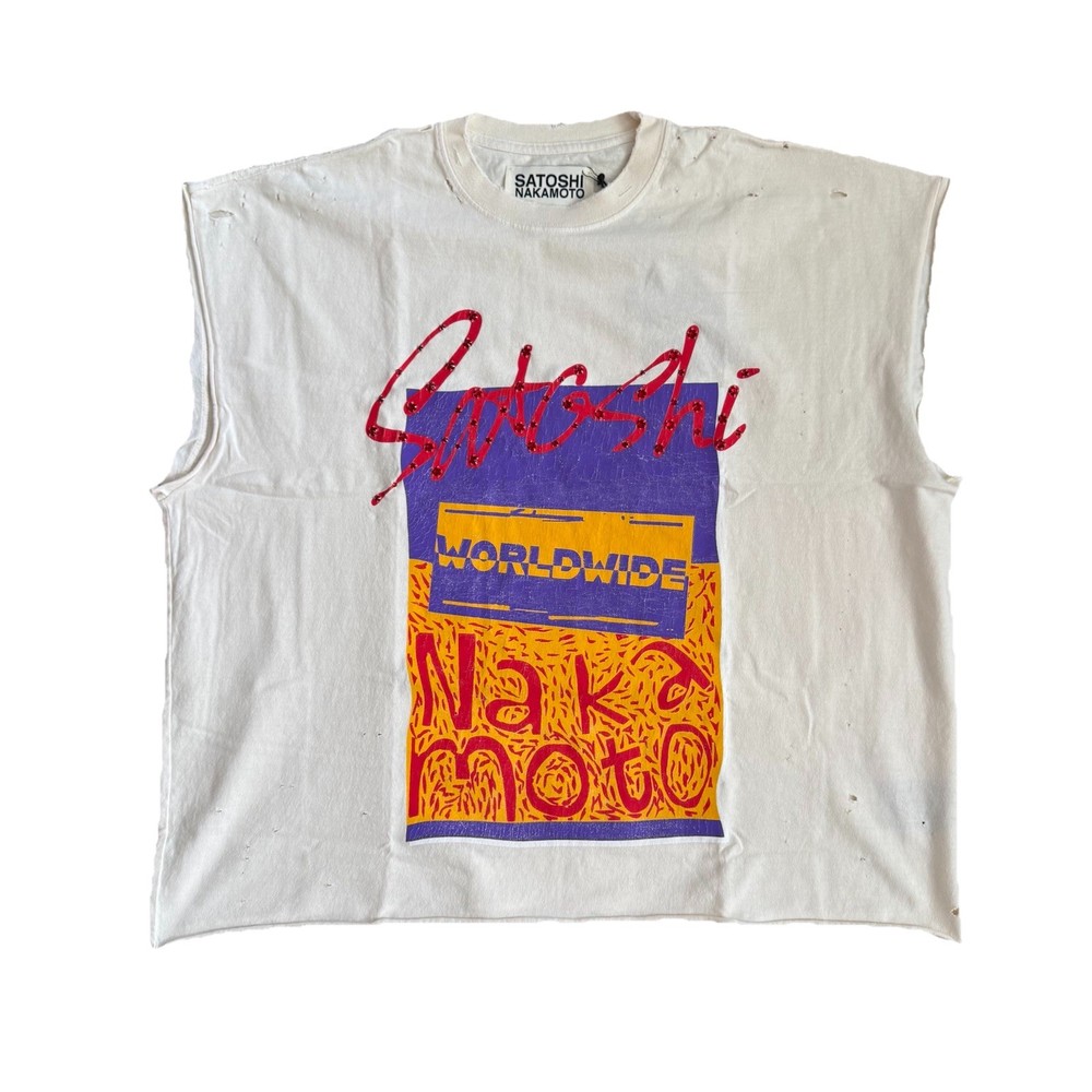 Satoshi Nakamoto – Worldwide Cut-Off T-Shirt Size: XL