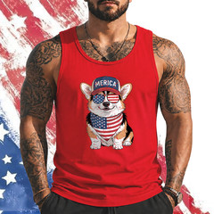 Tri Color Corgi 4th of July US American Flag Dog Patriotic Tank Top
