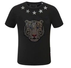 New Fashion Star Trend Rhinestones Summer Cotton Short Sleeve Luxury Men T-Shirt