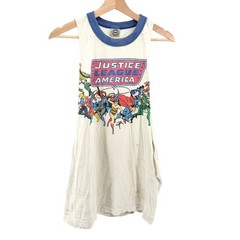 DC Comics White Blue 100% Cotton Justice League Graphic Customized Muscle Shirt