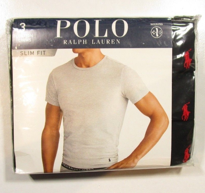 Polo Ralph Lauren Men’s Black Slim Fit Crew-Neck Moisture Wicking T-Shirt 3 Pack