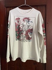 1980s Grateful Dead Long Sleeve Bertha Wagon Wheel and Roses T Shirt XL