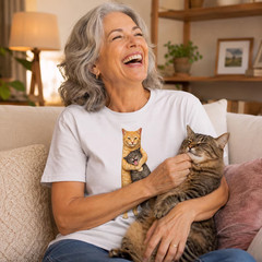 Orange Cat Tight Embrace Meme T-Shirt, Funny Cat Hugging Gray Tabby Tee