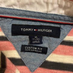 Men’s Tommy Hilfiger Short Sleeve Polo shirt XL Custom Fit Pink/Blue Striped