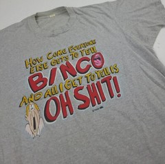 Vintage 80s 1989 Funny Bingo Get To Yell Sh*t T Shirt USA Made Comedy 1980s Worn