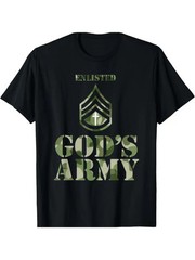 Men’s “God’s Army” Camo Cotton T-Shirt – Breathable & Comfort Fit with Easter Bu