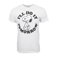 Snoopy Peanuts I’ll Do It Tomorrow Mens T shirt Authentic & Official Item