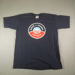 Obama 08 Vote For Change Shirt Mens Large Blue Bayside Political Campaign 2008