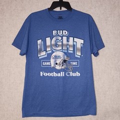 Bud Light Football Club T Shirt Mens Size Medium Short Sleeve Blue New