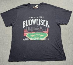 Budweiser Shirt Mens Large Black Baseball Stadium Anheuser-Busch PacSun Beer Tee