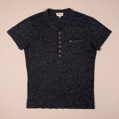 DIESEL Lightweight Stretch Slub Henley T-Shirt Mens M Slim Fit Heather Dark Gray