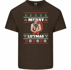Merry Liftmas T-Shirt Mens Funny Weightlifting Tee Top Bodybuilding Gym Training