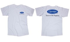 Carrier logo white t-shirt HVAC Air Conditioning House Shop Work shirt