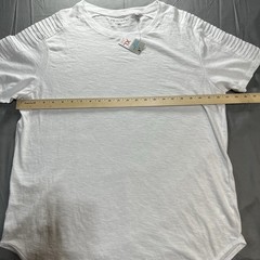 Primark white crewneck t-shirt with pleated sleeves in size XL