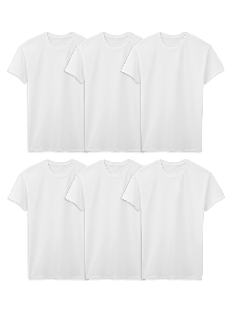 6 Pack Mens Regular Fit 100% Cotton Stay Tucked Crew T-Shirt X-Large Tall White