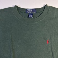 Polo Ralph Lauren Blue Label Thick Knit Cotton Shirt Mens Medium Green Crew Neck