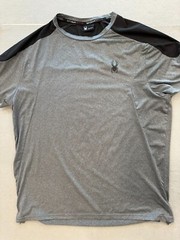 Spyder Active T Shirt Men’s Large Gray Chest Logo Track Gym Casual