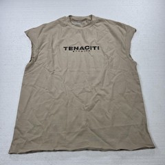 Tenaciti Studios Shirt Mens Medium Tan Sleeveless Muscle Tee Graphic Made in USA