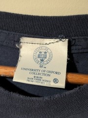 VTG University of Oxford T-Shirt Navy Blue Embroidered Crest Collegiate XL