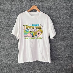 Vintage I Hunt White Tail All Year Long Shirt Size L / XL Hunting 90s Comic Joke