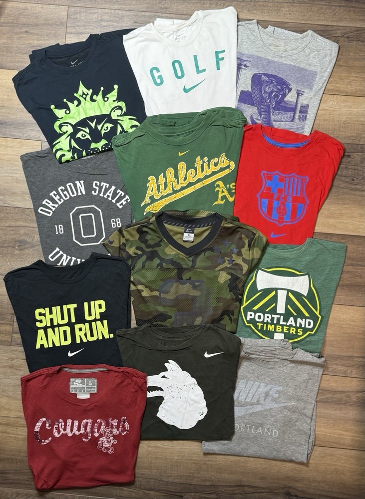 Lot Of 12 athletic Nike Graphic Tee Shirts All Sizes Below In Description
