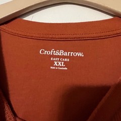 Croft & Barrow Mens XXL Burnt Orange Ribbed Short Sleeve Easy Care Tee RN73277