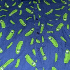 Adult Swim Rick & Morty Men’s Juniors Medium 100% Cotton Collared Pickle Rick