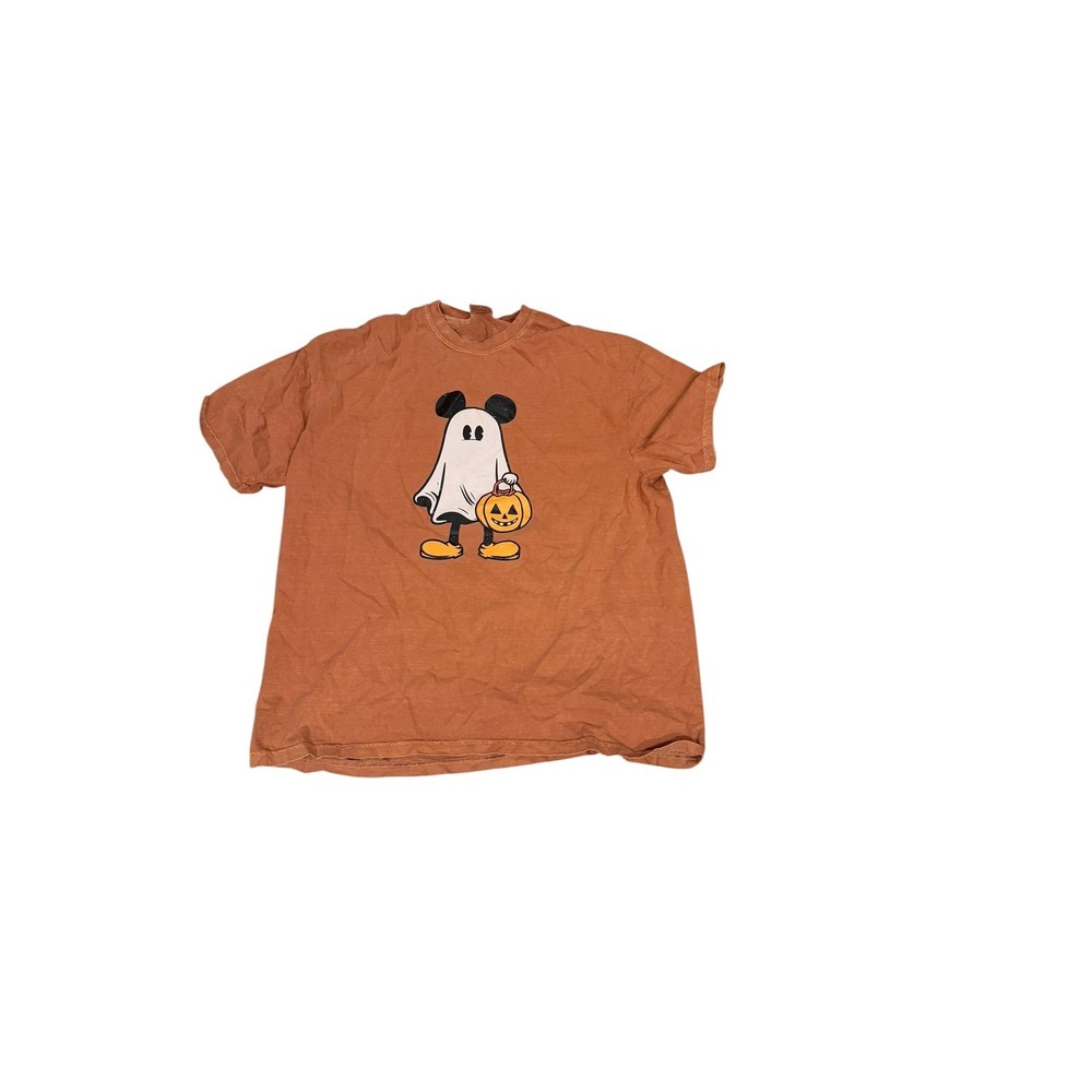 Comfort Colors Mickey Mouse Ghost Halloween T-Shirt Burnt Orange 2XL Cotton Tee