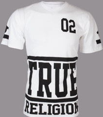 $95 TRUE RELIGION White Black STARTER Oversized Fit Designer Graphic T-shirt NWT