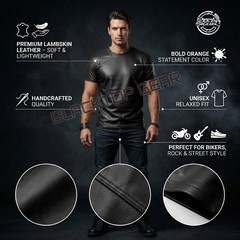 Men’s White Leather T-shirt Lambskin Summer Stylish Handmade Genuine Casual Fit