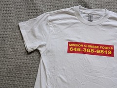 Mission Chinese Food Shirt Mens Small White 646-368-9819 Restaurant Mott St. NYC