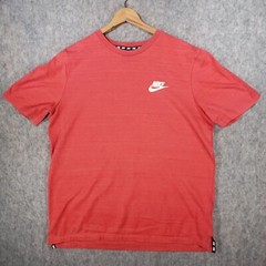 Nike Shirt Mens Large Orange Swoosh Logo Thick Cotton Mesh Back Streetwear Top
