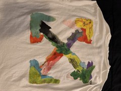 Off-White Men’s White Graphic Print Crew Neck Short Sleeve Logo Tee L