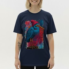 Blue Heron Bird T-Shirt Red Beanie Hat Urban Art Hipster Nature Lover Gift
