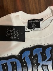 Mixed Emotion Men’s Graphic Rhinestone Crew Neck T-Shirt White S Regular