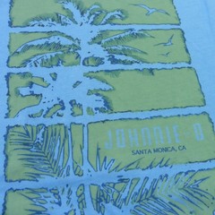 JOHNNIE O Mens L LARGE T SHIRT MALIBLU PALM PARADISE GOLF AQUA DALE 2.0 TEE