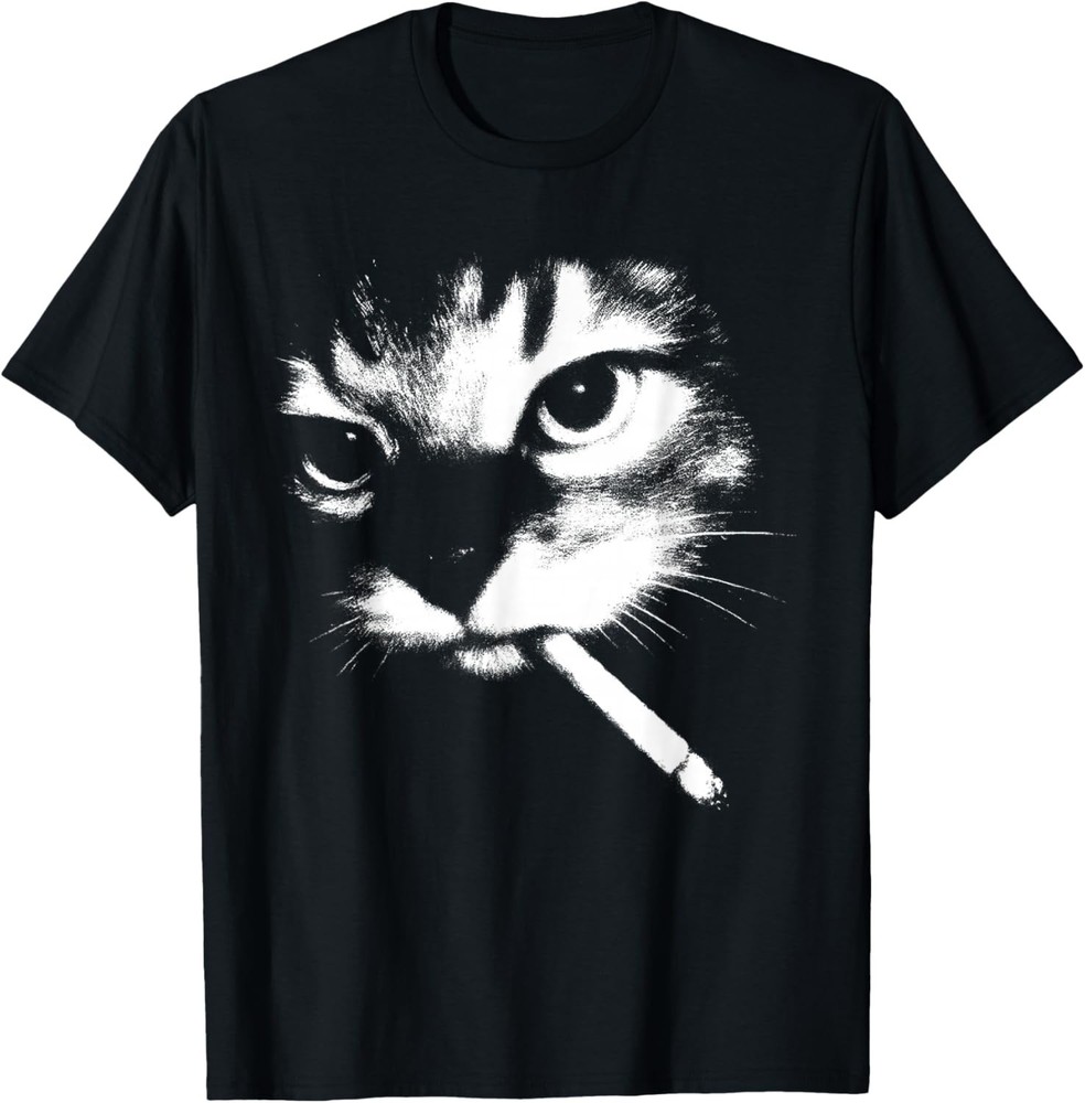 Smoking Cat Meme Funny Cigarette Kitty Gen Z T-Shirt unisex Tee
