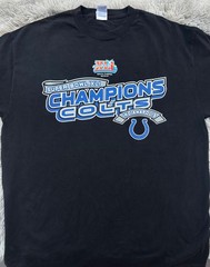 Indianapolis Colts Super Bowl XLI Champions T-Shirt Black NFL Football Tee Size