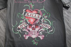 Vtg Ed Hardy T Shirt Small Skull Hearts Love Kills Slowly Christian Audiguer Y2K
