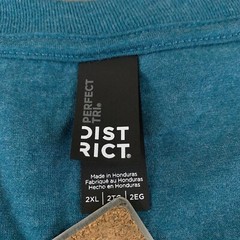 District Perfect Tri Mens 2XL Teal Gray Short Sleeve Crew Neck Tee 2 Pack New