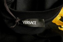 Versace Men’s Black Barocco Logo Print Short Sleeve T-Shirt US S IT 48