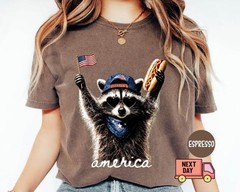 Comfort Colors® Feral & Free Racoon Shirt, 4th of July Shirt, USA Independence