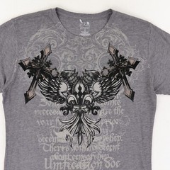 The Raw Uncut Shirt Grunge AOP Skater Wings Loyal Graphic Gray Vintage Y2K