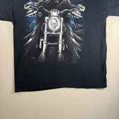 Vintage Grim Reaper Motorcycle Biker Skull L T Shirt Skeleton Goth Grunge 90s