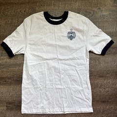 Champion US Naval Academy Ringer T-Shirt Medium Regular White Navy Crest Graphic