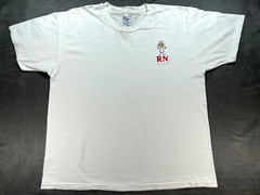 White VTG Single Stitch RN Registered Nurse Medical Treatment Health Shirt XL