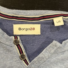 Borgo28 Mens Size Large Blue Long Sleeve Classic Modern Henley Shirt