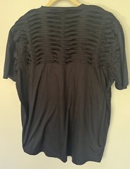 Men’s Quinn Luxe Pleated Black V-neck T-Shirt XL Cool Details Modern Minimalist